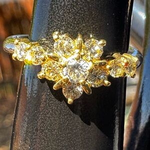 0.5 NATURAL Diamond Rositas Ring 2tone Solid K18 Gold & Platinum900 3.3grams